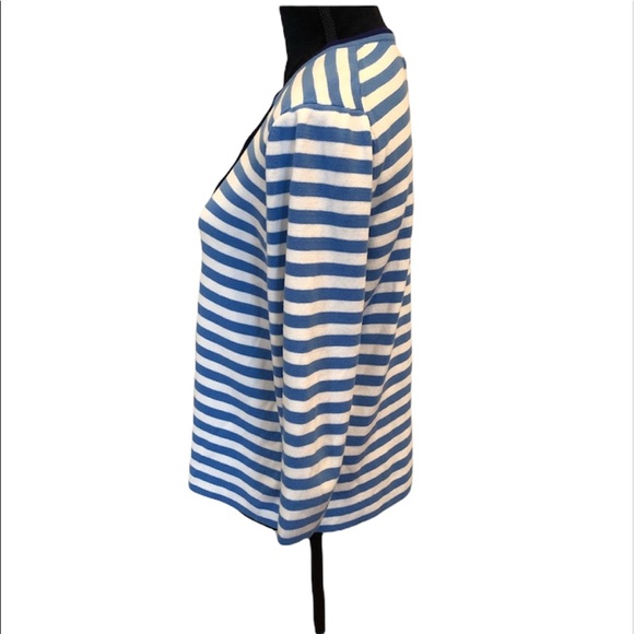 Liz Claiborne stripped button front cotton cardigan blue and white size large - Picture 2 of 6